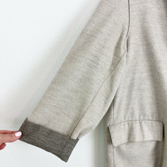 ZARA Women’s Oversized Coat Hip Length Blazer Beige Tan Bohemian Neutral Large - Picture 4 of 7